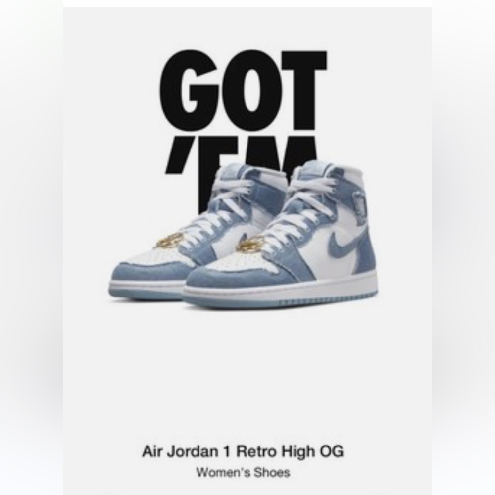 Nike Air Jordan 1 Retro High OG Blue White Women's Sneakers -Brand New